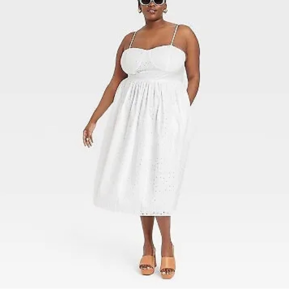 A New Day Eyelet SunDress, EUC/Washed but never worn, White